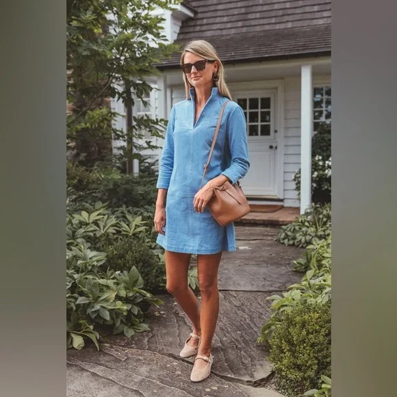 flattering navy blue dress Jude Connally | Libby Dress -Lightweight Jude Cloth- Navy